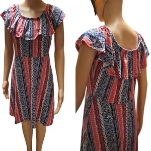 Joe Boxer colorful boho ruffle jersey dress